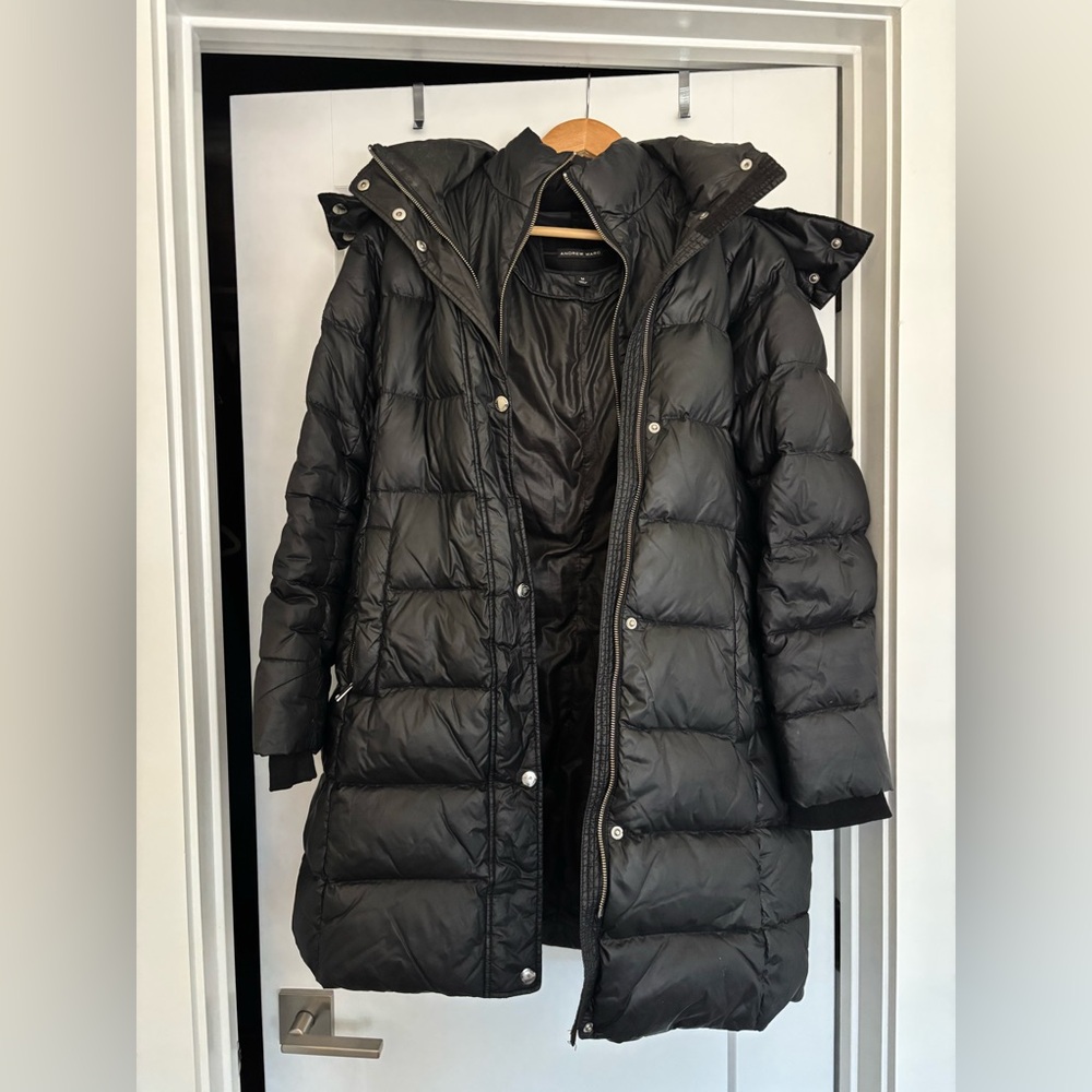 Andrew Marc Jet Black Winter Coat — Size Medium, Beautiful Condition + Warm